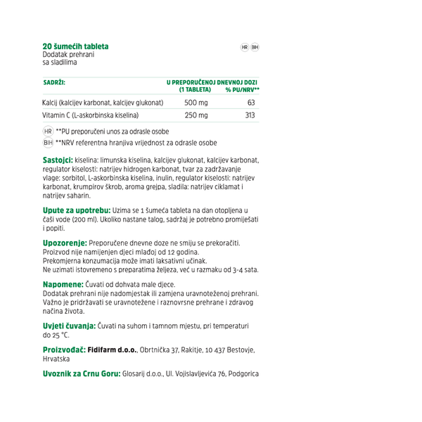 Kalcij+C šumeće tablete
